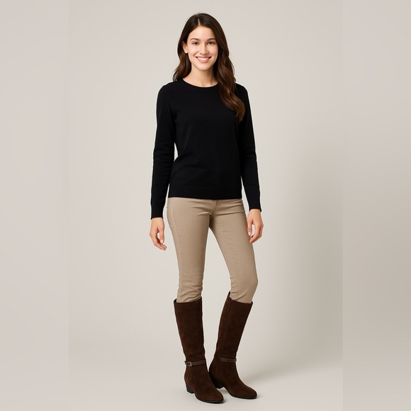 2529- East 5th Brown Over the Knee Boots Wedge Heel & Buckle Strap Size 7M NWT - Picture 1 of 10